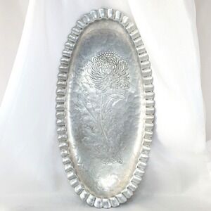 VTG Continental Trade Mark Silverlock Hammered Tray Oval 12" Hand Wrought #1066